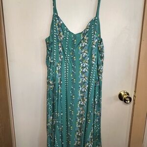 Old Navy Teal Floral Midi Dress